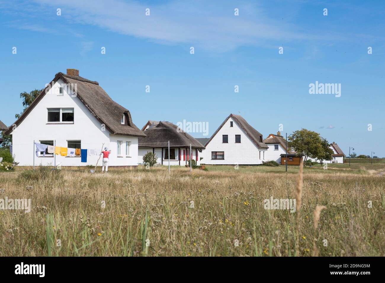 Häuser in Neuendorf, Hiddensee, Deutschland Stockfoto