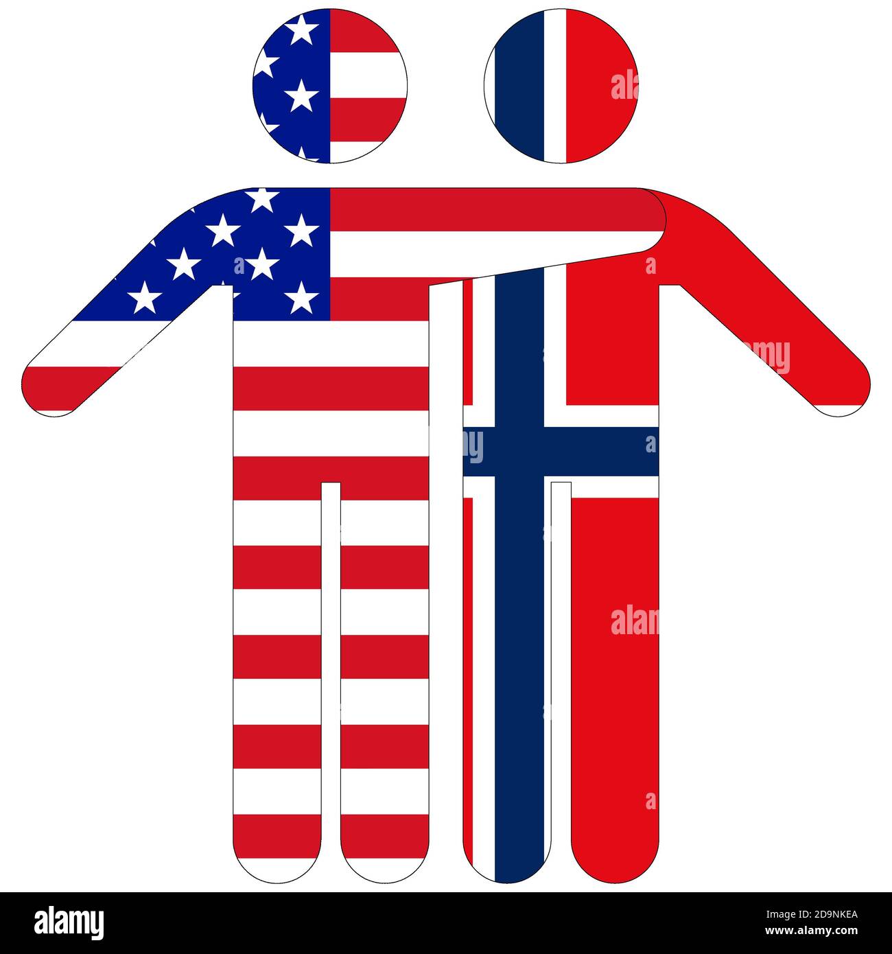 USA - Norwegen / Freundschaftskonzept auf weißem Hintergrund Stockfoto