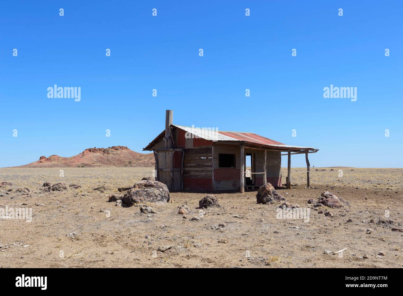 Shack als Filmrequisite im australischen Film Goldstone, Middleton, Queensland, QLD, Australien Stockfoto