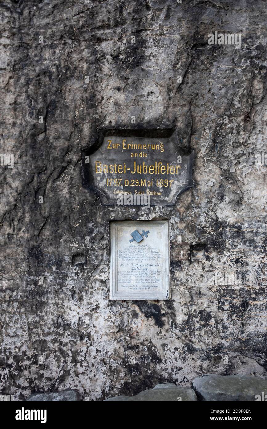Deutschland, Sachsen, Bastei, zur Jubiläumsfeier 1897 anlässlich des 100-jährigen Jubiläums der Bastei, Elbsandsteingebirge, Nationalpark Sächsische Schweiz Stockfoto