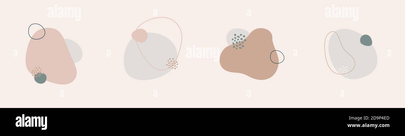 Set von abstrakten minimalistischen Hintergründen. Vektor flache geometrische Formen und Linien im trendigen einfachen Stil mit Platz für Text kopieren, Design-Vorlagen für L Stock Vektor