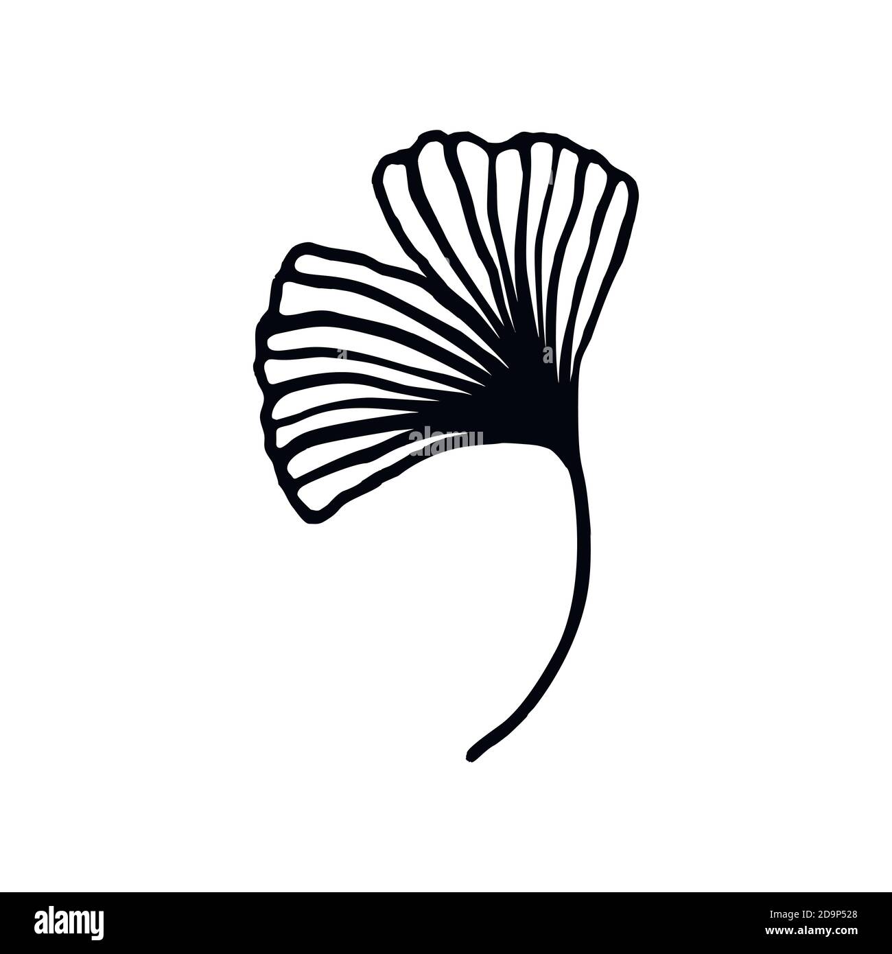 Ginkgo biloba Blatt handgezeichnete Konturlinie. Vector Kräuterikone in einem trendigen minimalistischen Stil. Stock Vektor