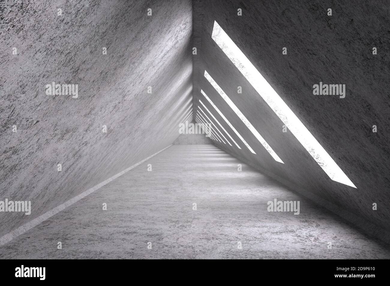 3d-Rendering leerer Raum Innenraum mit Dreieck-Form Stockfoto