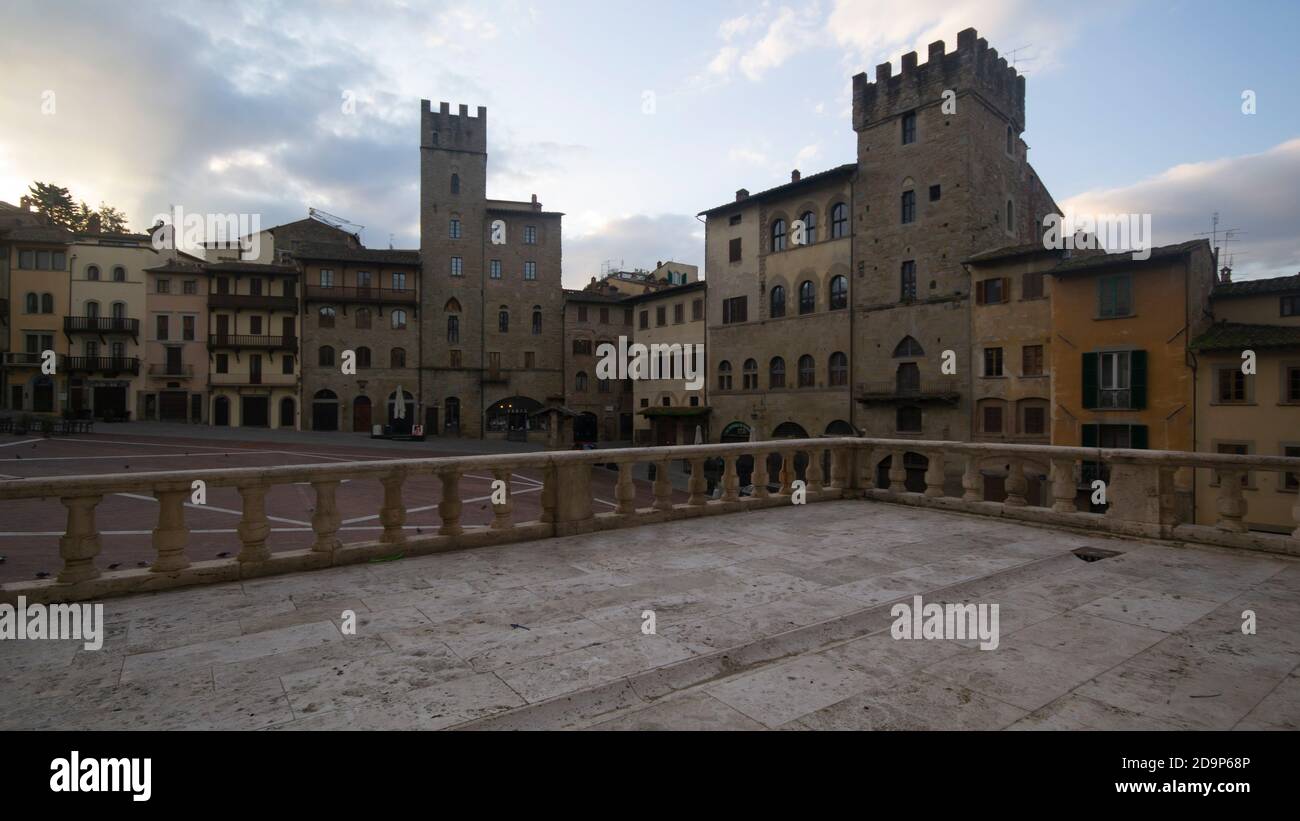 Porträt der Piazza Grande Ecke in der Altstadt von Arezzo Stadt Stockfoto