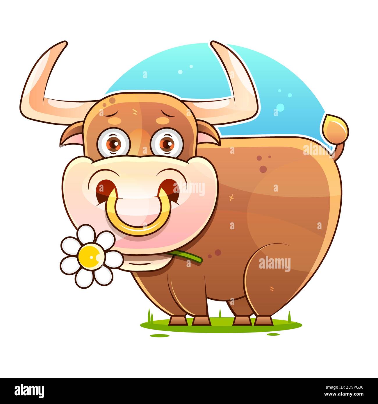 Cute Cartoon Bull Vektor Stock Illustration auf EINEM weißen Hintergrund. Für Design, Stock Vektor