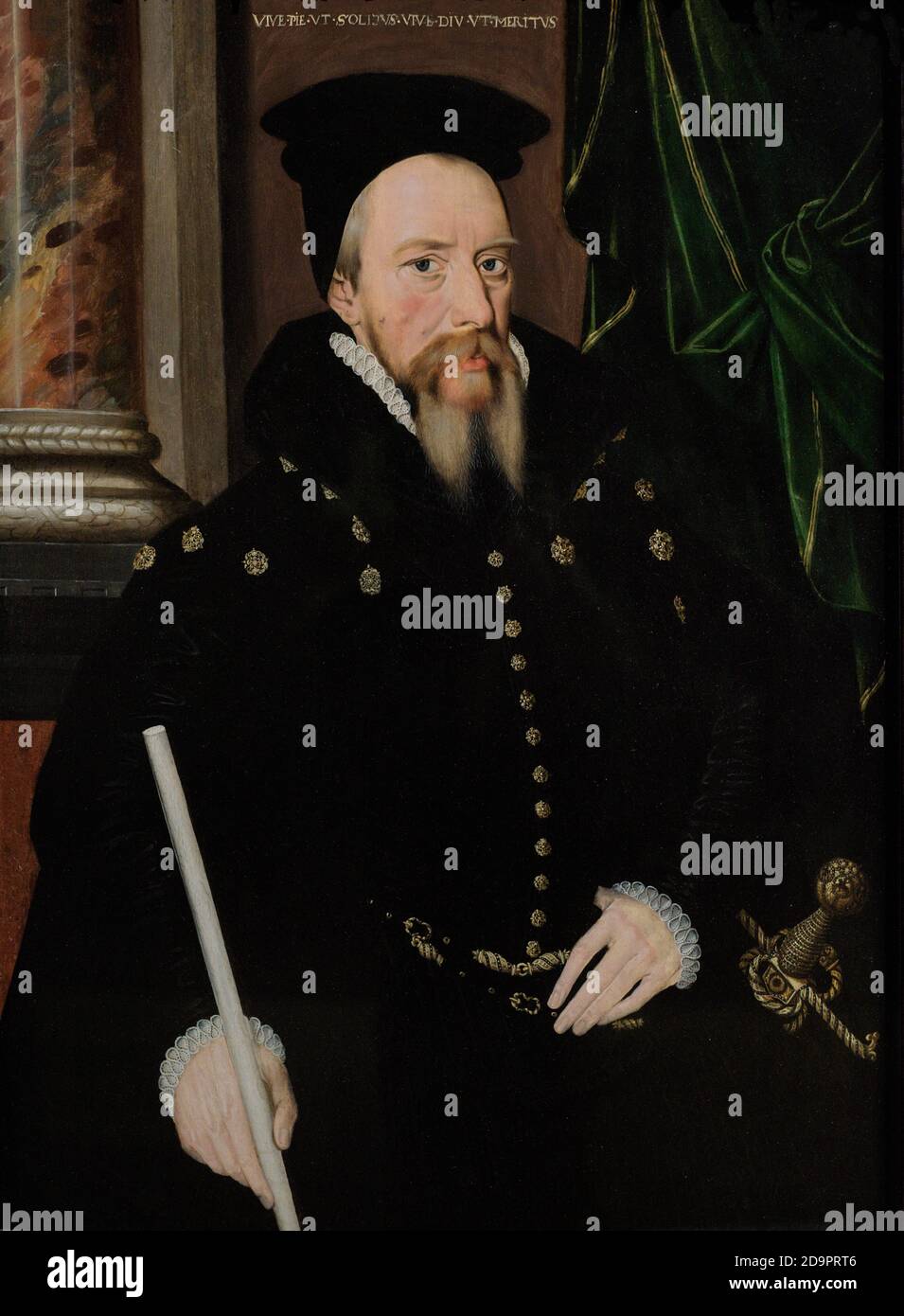 William Cecil, 1. Baron Burghley (1520/1-1598). Hauptberater von Englands Königin Elizabeth I. Porträt eines unbekannten anglo-niederländischen Künstlers. Öl auf Platte, 1560s. National Portrait Gallery. London, England, Vereinigtes Königreich. Stockfoto