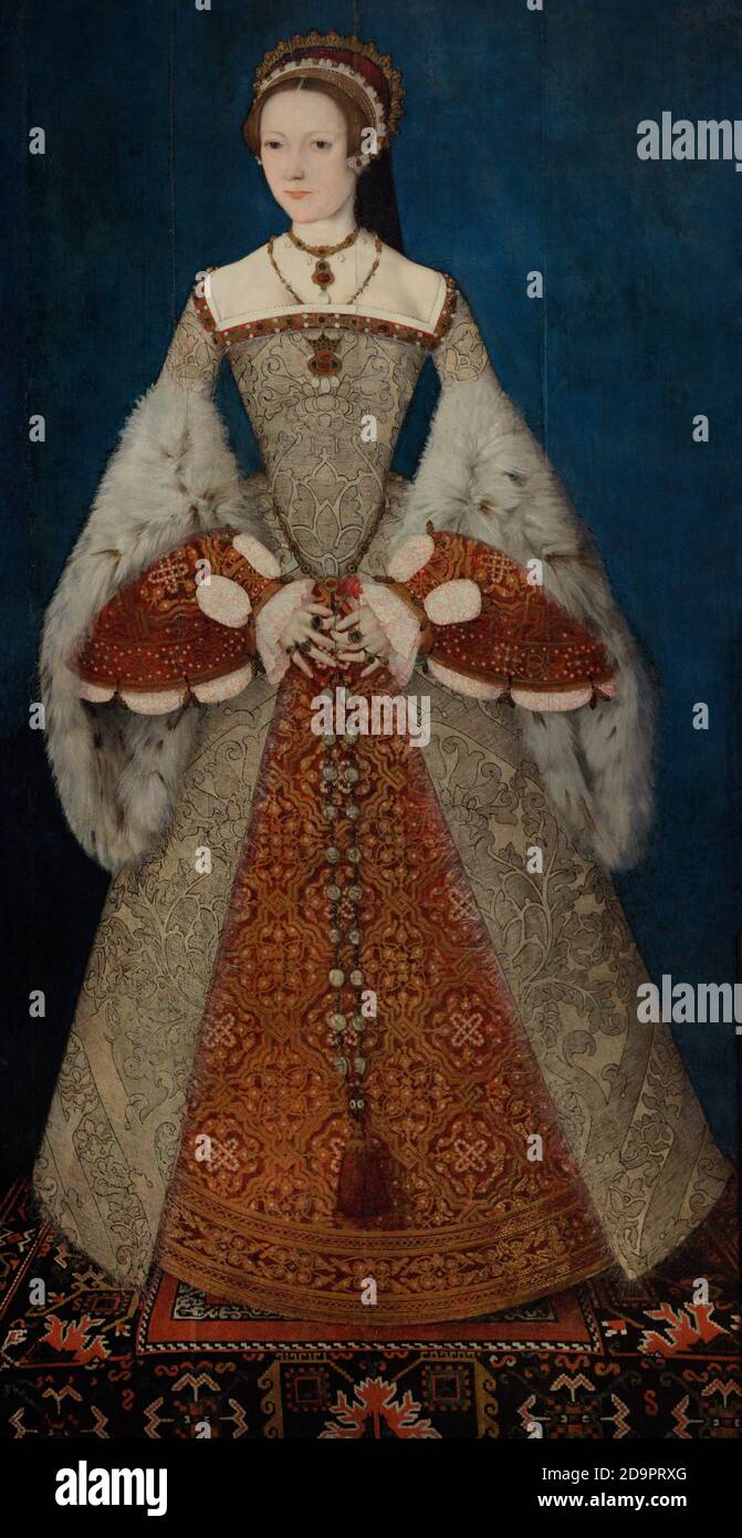 Katherine Parr (1512-1548). Die sechste und letzte Frau von Henry VIII.. Porträt, das Meister John zugeschrieben wird. Öl auf Platte (180,3 x 94 cm), c. 1545. National Portrait Gallery. London, England, Vereinigtes Königreich. Stockfoto