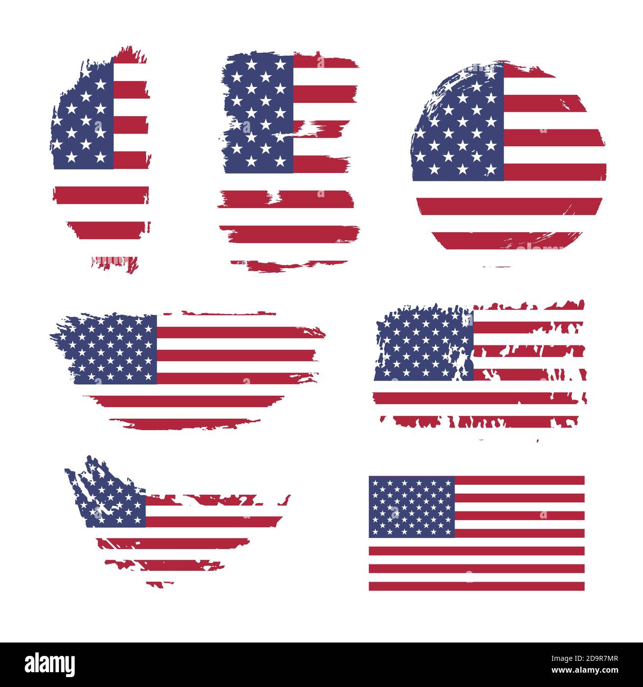 Grunge USA Flagge. Vintage amerikanische Flagge gesetzt Stock Vektor