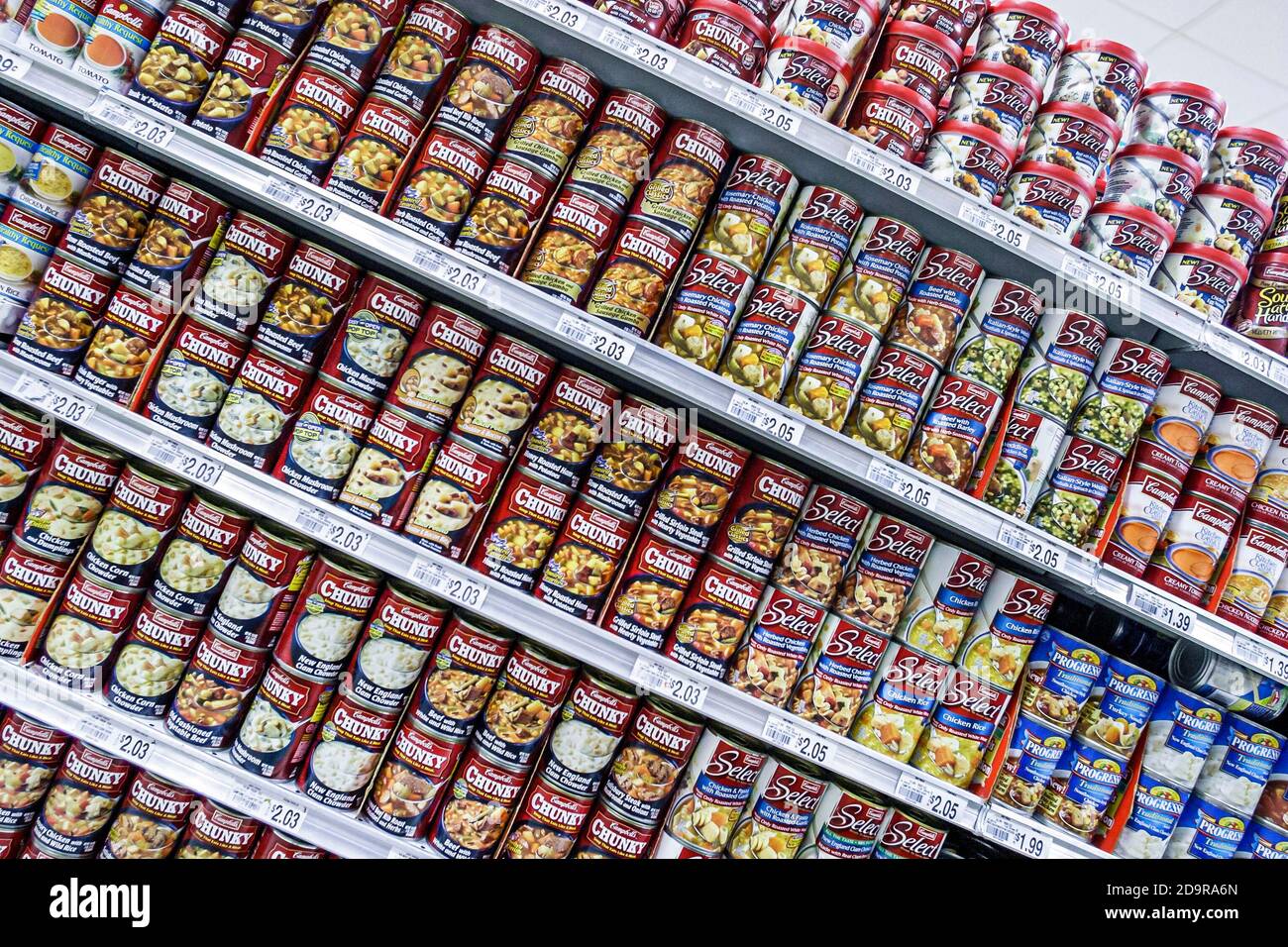 Miami Beach Florida, Publix Lebensmittelgeschäft Lebensmittelgeschäft Supermarkt, Regale zeigen Verkauf Suppendosen Campbell's Chunky, Stockfoto