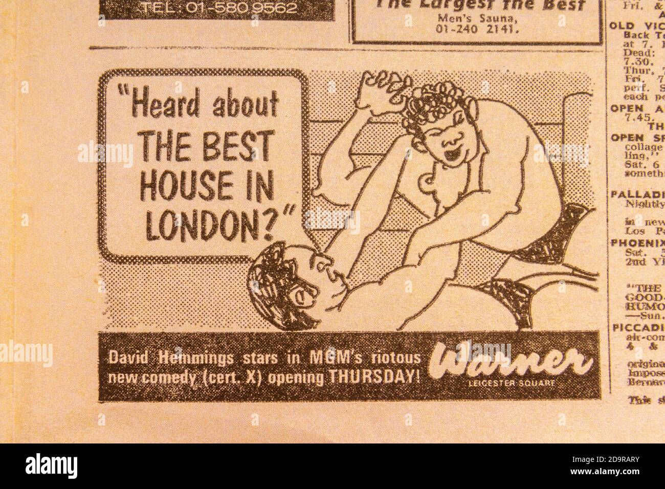 Werbung für 'Best House in London' in einer Evening Standard Souvenir Zeitung (Replik) für die Apollo 11 Mondlandungen am 21. Juli 1969. Stockfoto