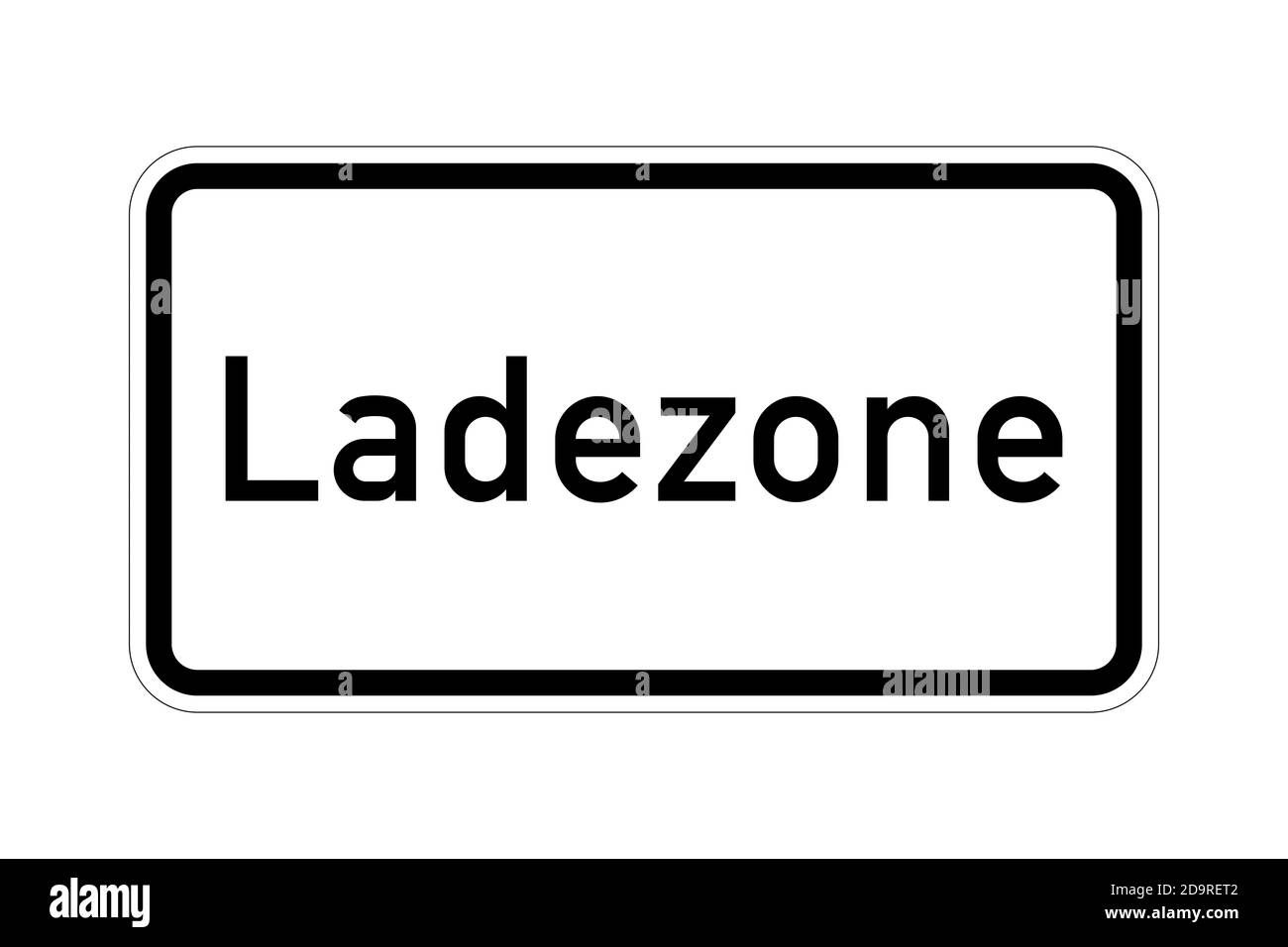 Ladezonenschild in deutscher Sprache mit der Bezeichnung ladezone Stockfoto