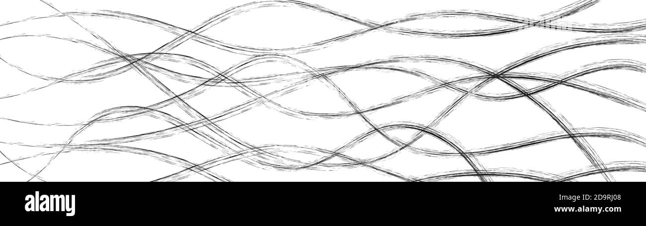 Abstrakter Hintergrund aus gewellten ineinander verschlungene Linien, schwarz auf weiß Stock Vektor