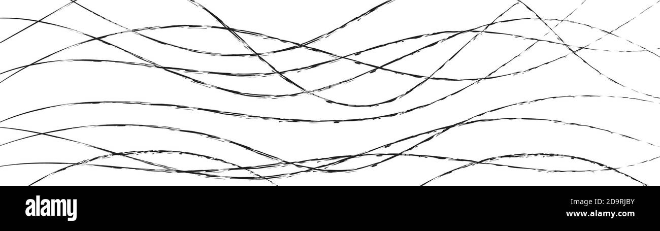 Abstrakter Hintergrund aus gewellten ineinander verschlungene Linien, schwarz auf weiß Stock Vektor