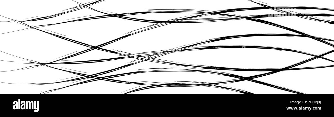 Abstrakter Hintergrund aus gewellten ineinander verschlungene Linien, schwarz auf weiß Stock Vektor