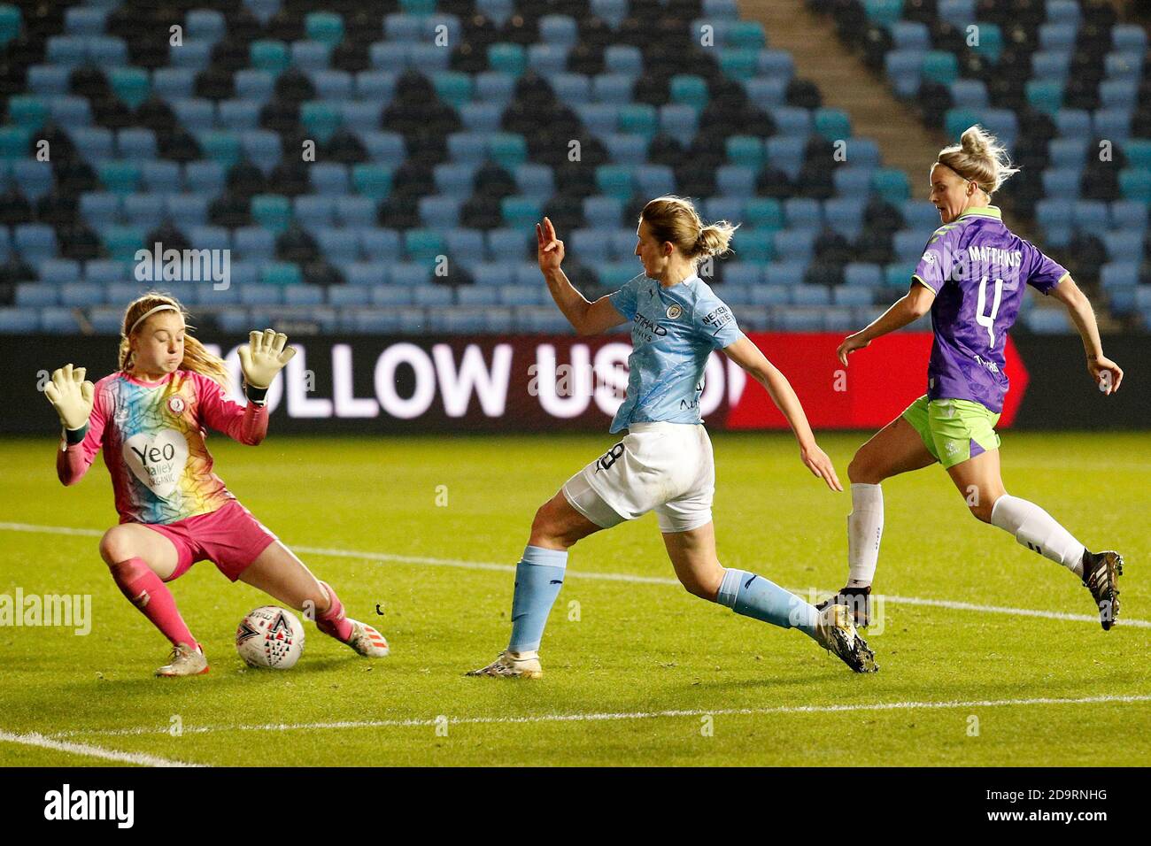 MANCHESTER, ENGLAND. DIE Stadt AM 7. NOVEMBER Ellen White schießt und schießt 8-1 Punkte während des Barclays FA Women's Super League-Spiels zwischen Manchester City und Bristol City im Academy Stadium, Manchester am Samstag, 7. November 2020. (Kredit: Chris Donnelly, MI News) Kredit: MI Nachrichten & Sport /Alamy Live Nachrichten Stockfoto