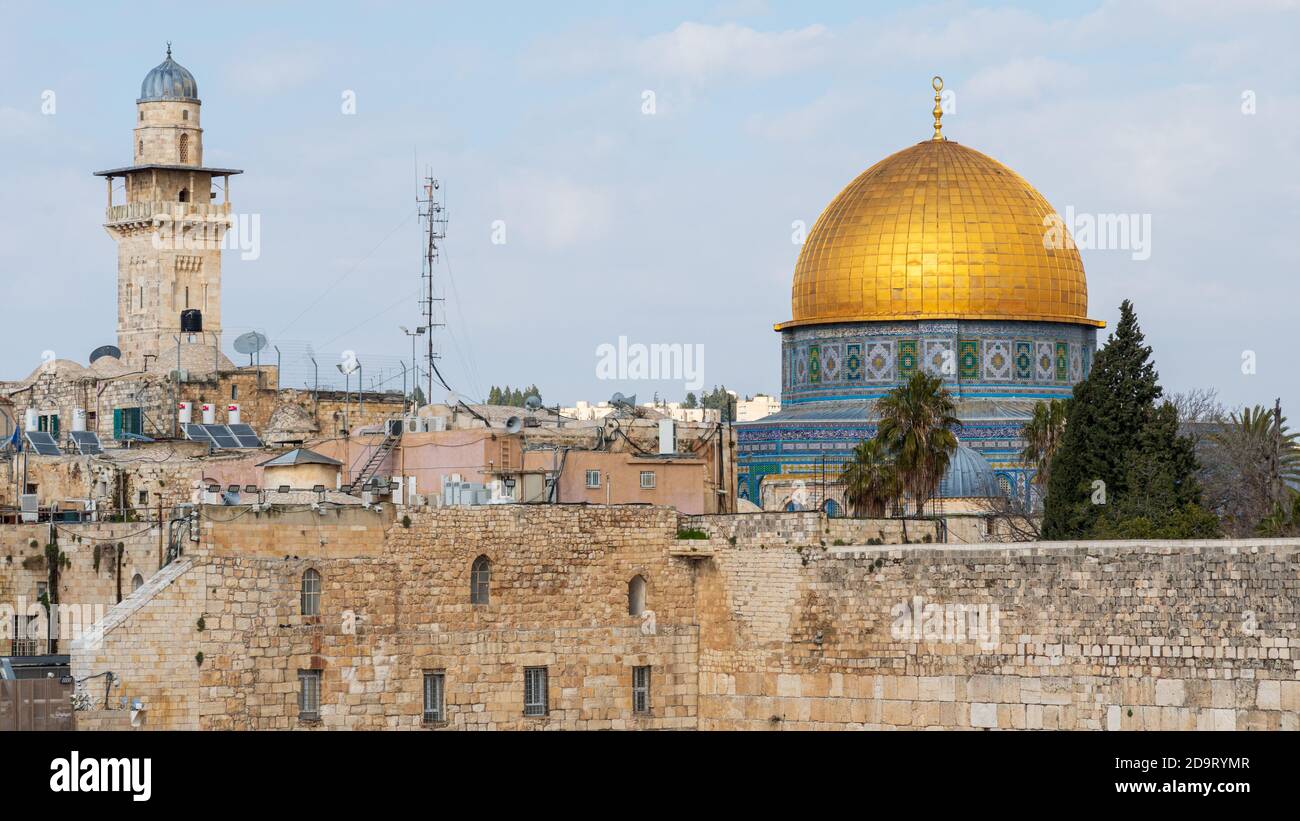 Die westliche Mauer und die Al-Aqsa Moschee in Jerusalem Stockfoto