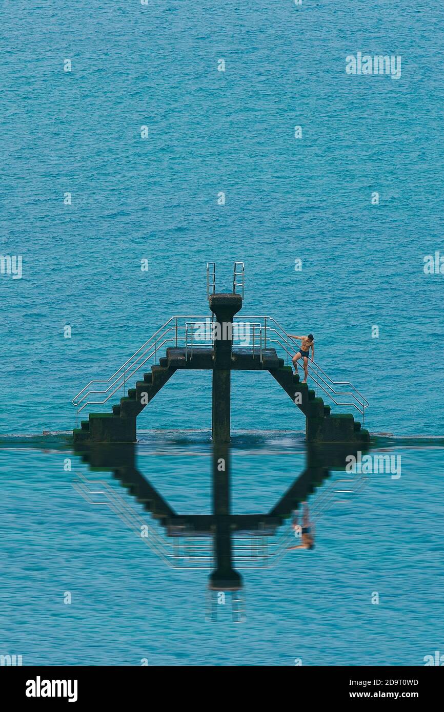 Pool und Reflexion, bretagne-frankreich Stockfoto