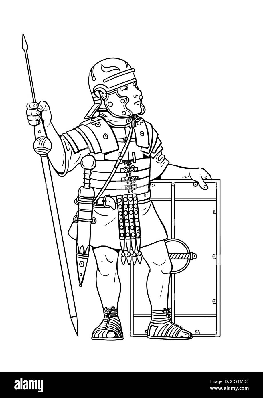 Römische Legionär für Färbung. Malvorlage für Kinder. Stockfoto