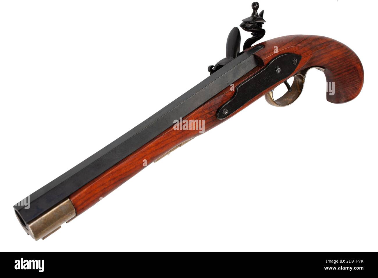 Vintage Muzzleloader Flintlock Pistole isoliert auf weißem Bacgrond Stockfoto