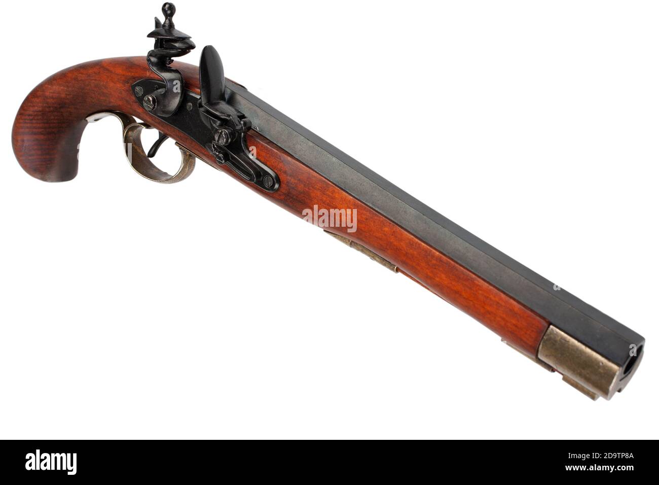 Vintage Muzzleloader Flintlock Pistole isoliert auf weißem Bacgrond Stockfoto