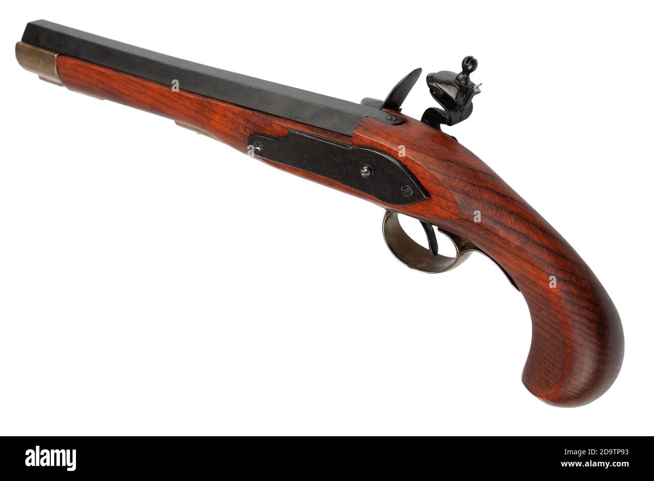 Vintage Muzzleloader Flintlock Pistole isoliert auf weißem Bacgrond Stockfoto