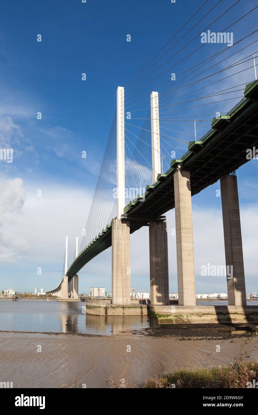 Brücke der Königin Elizabeth II. Dartford Crossing, London, Kent, England, UK. Stockfoto