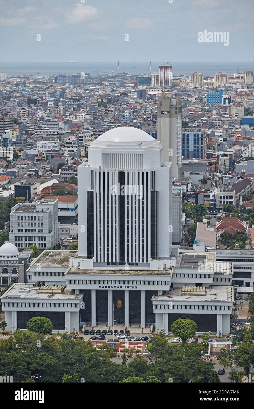Jakarta, Indonesien, März 2016. Luftaufnahme des Obersten Gerichtshofs der Republik Indonesien. Stockfoto