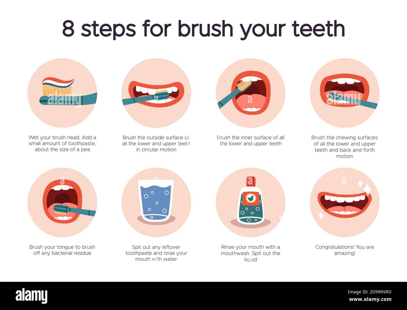 Infografik Zur Zahnhygiene Mundpflege Führer Zähneputzen Für Die Zahnpflege Anleitung Zum 