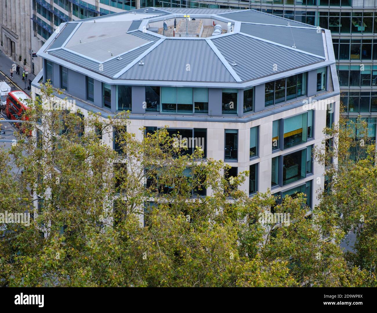 Luftaufnahme des Octagon Point Gebäudes in Cheapside, City of London. Stockfoto