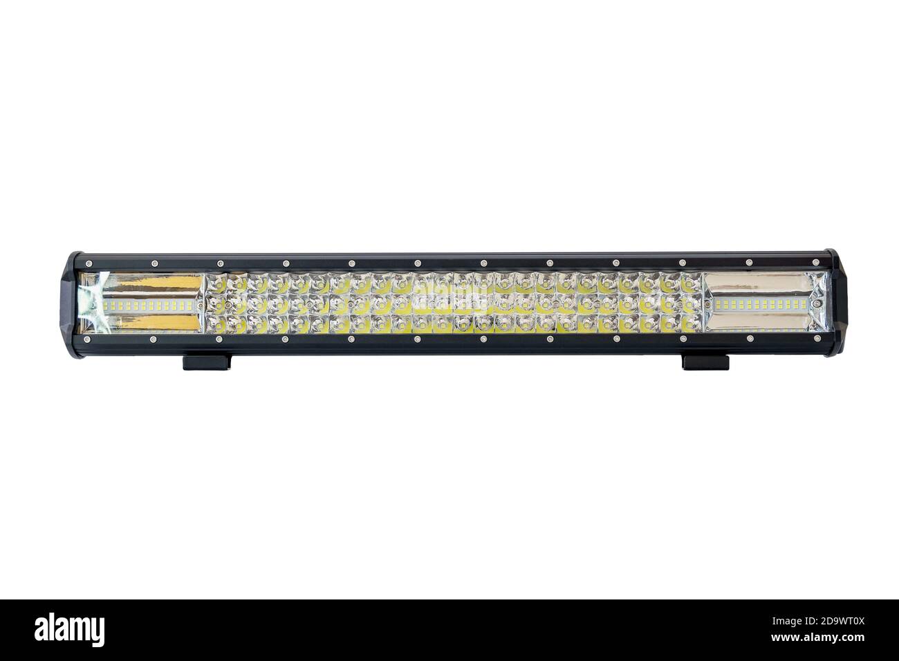 LED-Lichtleiste für Offroad isoliert auf weißem Hintergrund mit Beschneidungspfad. Stockfoto