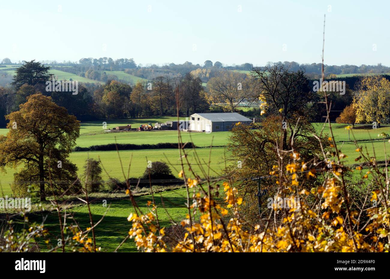 Blick vom war Memorial Cross im Herbst, Snitterfield, Warwickshire, England, Großbritannien Stockfoto