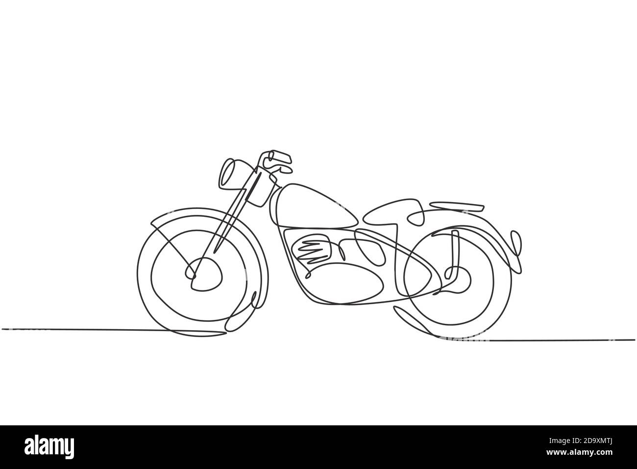 Eine einzige Linie Zeichnung von alten Retro-Oldtimer-Motorrad. Vintage  Motorrad Transport Konzept kontinuierliche Linie zeichnen Design Grafik  Vektor Stock-Vektorgrafik - Alamy