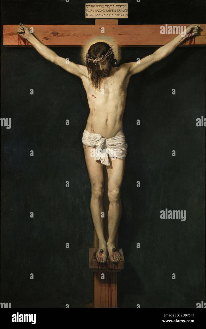 Titel: Christus am Kreuz Schöpfer: Diego Rodriguez de Silva y Velazquez Datum: ca.1635 Medium: Öl auf Leinwand Maße: 248 x 169 cm Ort: Prado, Madrid Stockfoto