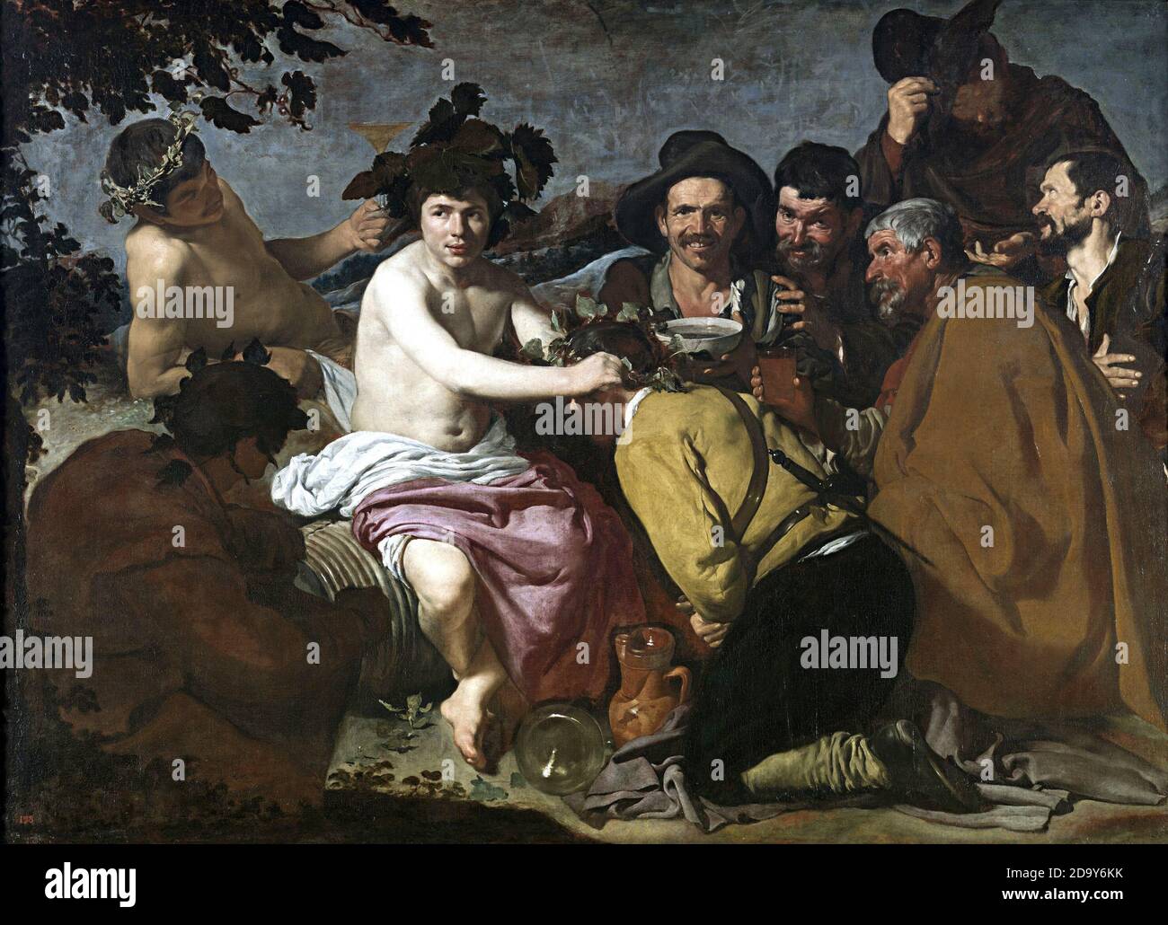 Titel: Triumph des Bacchus Ersteller: Diego Rodriguez de Silva y Velazquez Datum: 1628 Medium: Öl auf Leinwand Größe: 165 x 225cm Ort: Prado, Madrid Stockfoto