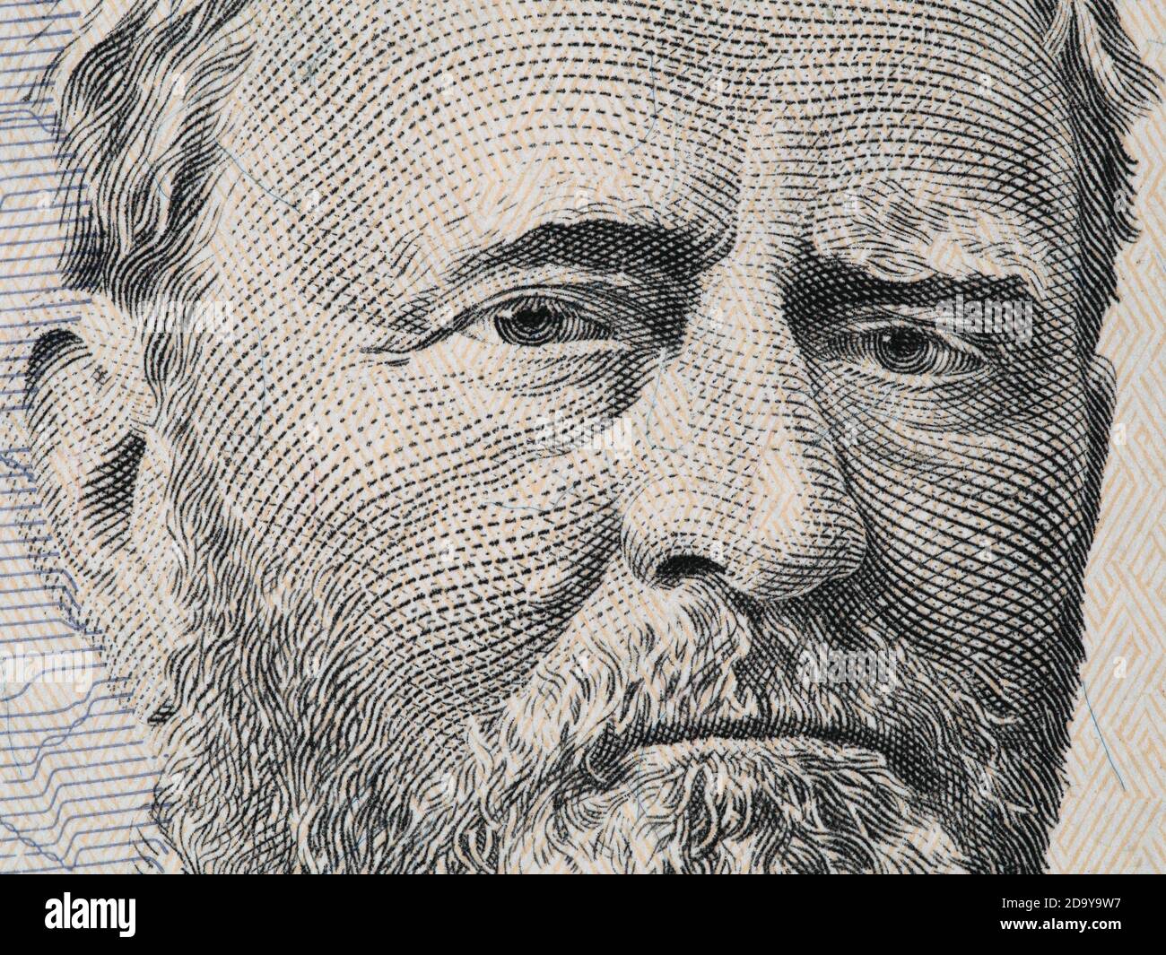 Ulysses Grant US Präsident Gesicht auf fünfzig Dollar Rechnung Makro, vereinigte Staaten Geld Nahaufnahme Stockfoto