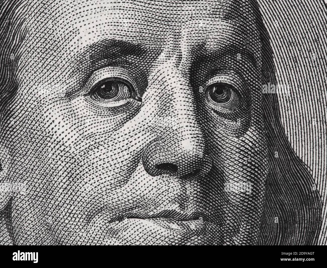 Benjamin Franklin Gesicht auf uns hundert-Dollar-Rechnung Makro, vereinigte Staaten Geld Nahaufnahme Stockfoto