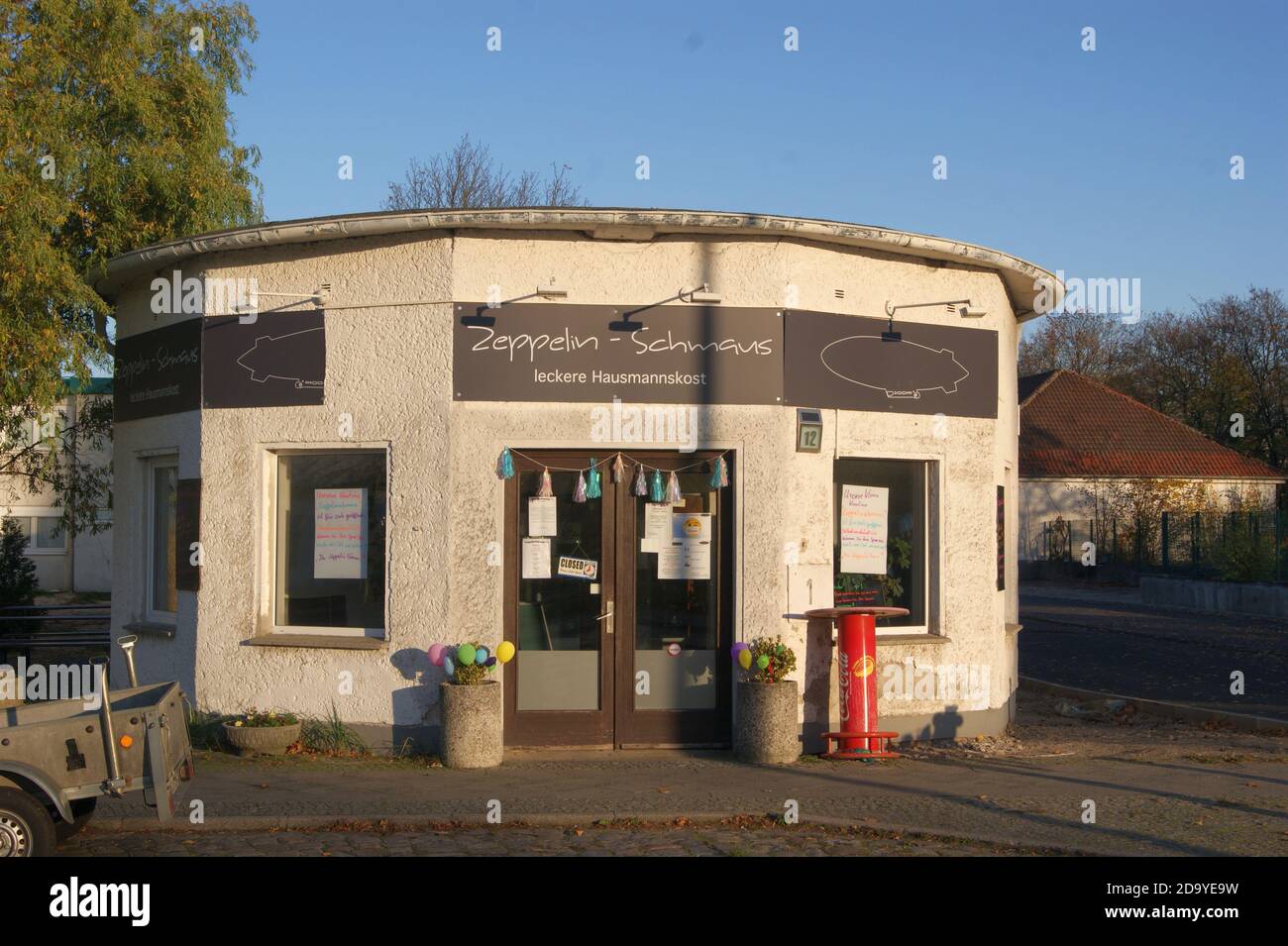 Die Kantine 'Casino' in Staaken, Berlin-Spandau, wurde 2015 nach dem Besuch vom Sternekoch Frank Rosin in 'Zeppelin-Schmaus' genannt. Stockfoto
