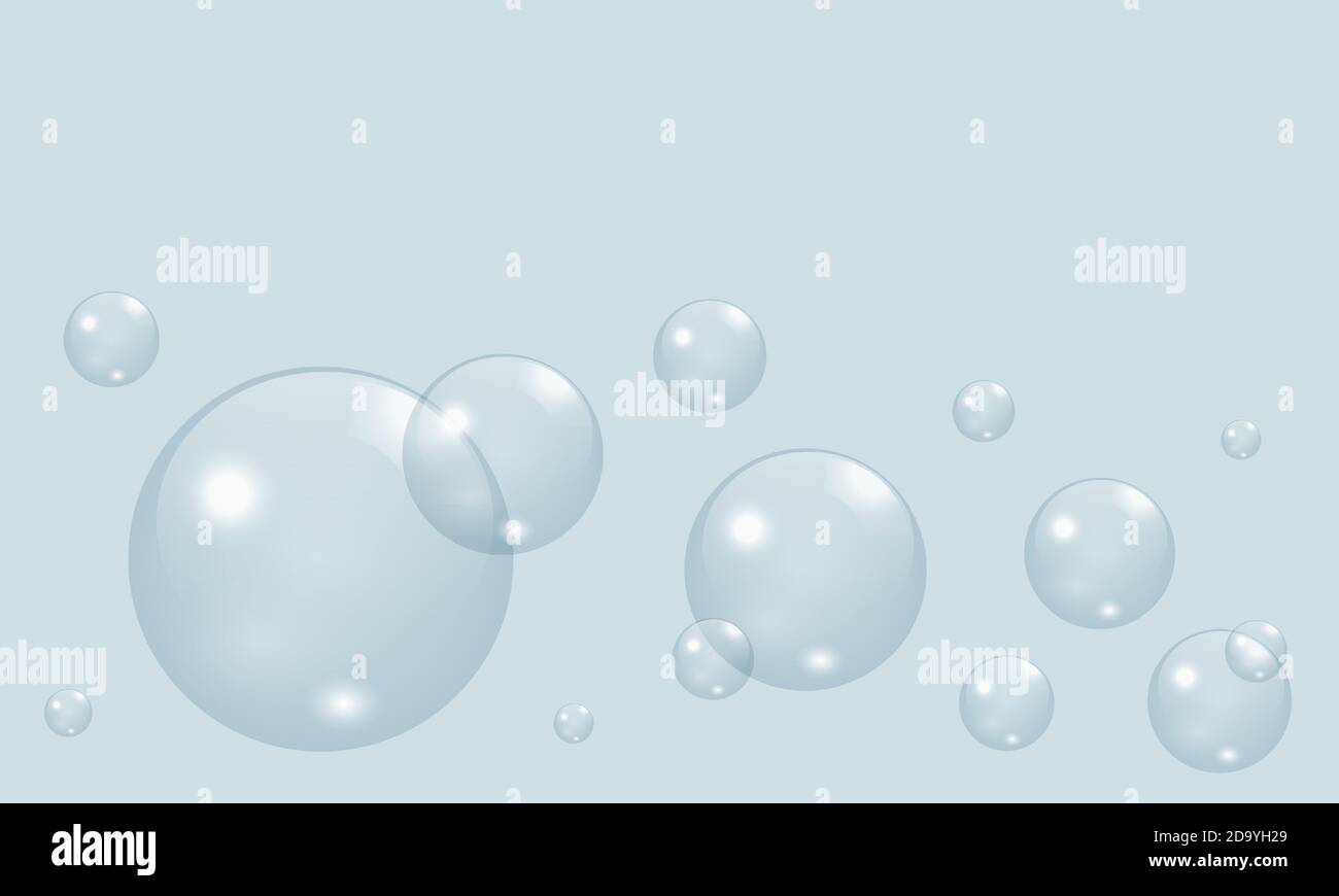 Seifenwasser Blasen Set. Vektorgrafik. Stock Vektor