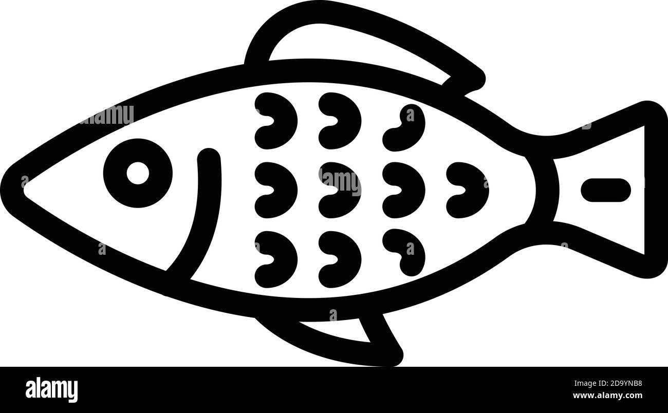 Symbol für Fischgerichte. Outline Fisch Mahlzeit Vektor-Symbol für Web-Design isoliert auf weißem Hintergrund Stock Vektor