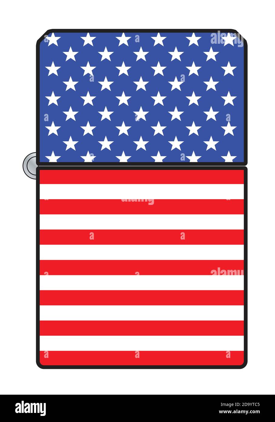 Ein typischer Zigarettenanzünder mit USA Stars und Stripws Altes Glory Flag-Motiv Stock Vektor