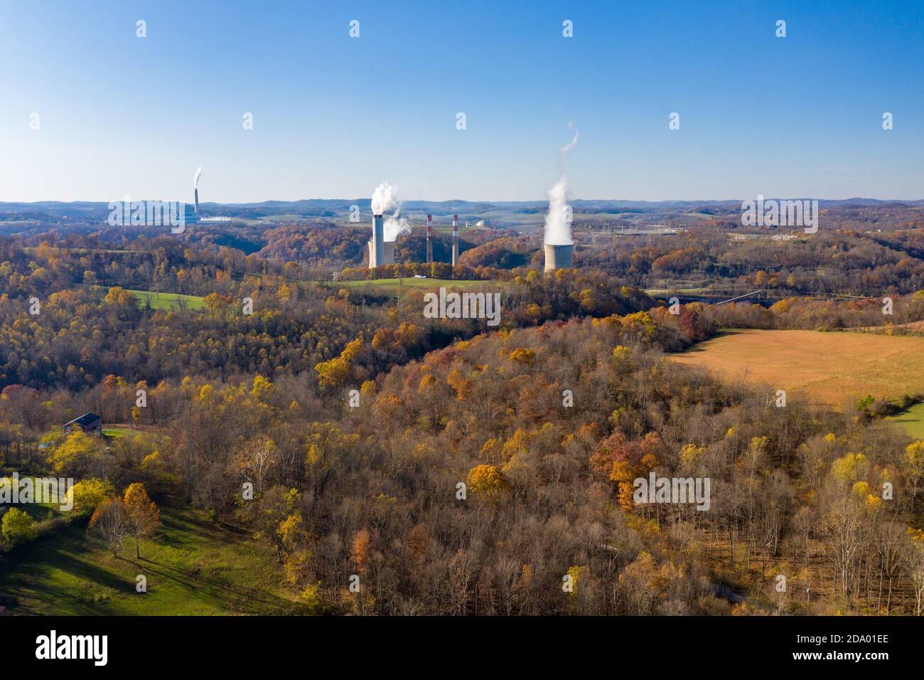 Luftaufnahme des Kohlekraftwerks Fort Martin In der Nähe von Morgantown in West Virginia Stockfoto