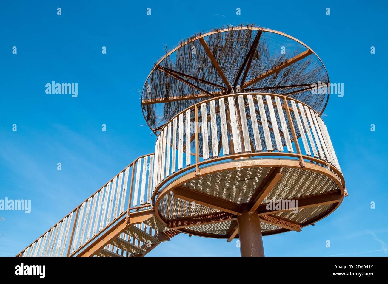 Viewpont, Vogelbeobachtungsversteck, Ebro Delta, Tarragona, Katalonien, Spanien Stockfoto