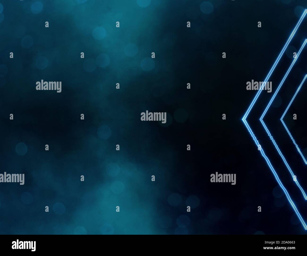 Illustration von Neonlicht, abstrakter Hintergrund, leuchtende Linien, virtuelle Realität, blau dreieckig Stockfoto