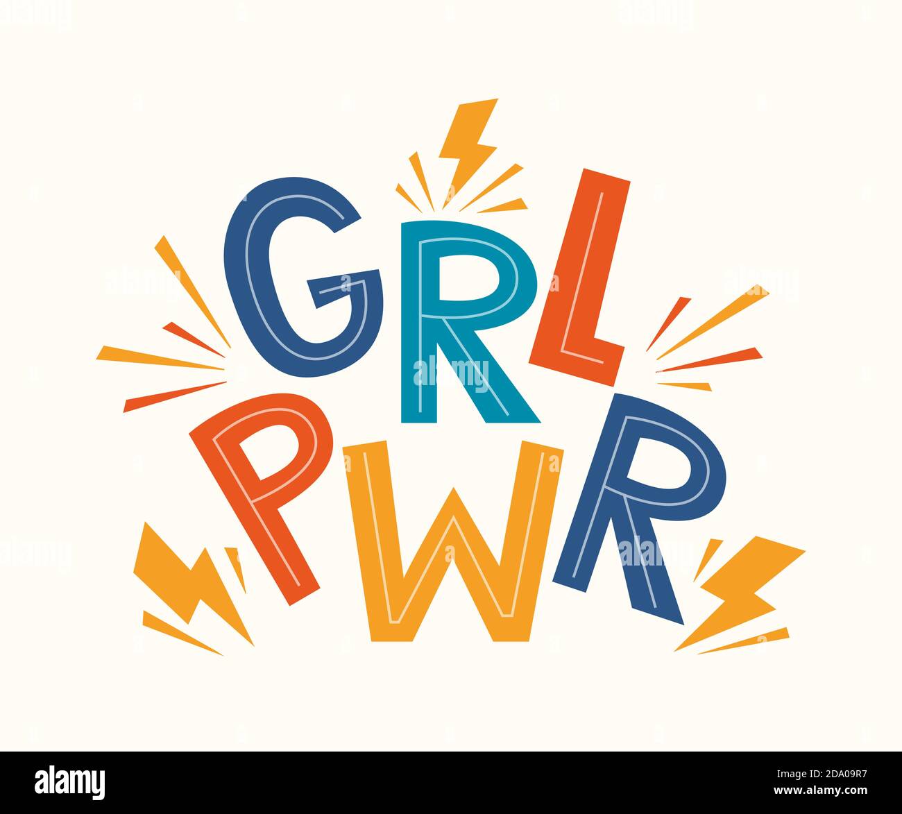 GRL PWR-Angebot. Girl Power cute Hand Zeichnung Motivation Lettering Phrase für T-Shirts, Poster, Kleidung, Stick auf Laptop, Telefon, Wand. Feministischer Slogan Stock Vektor