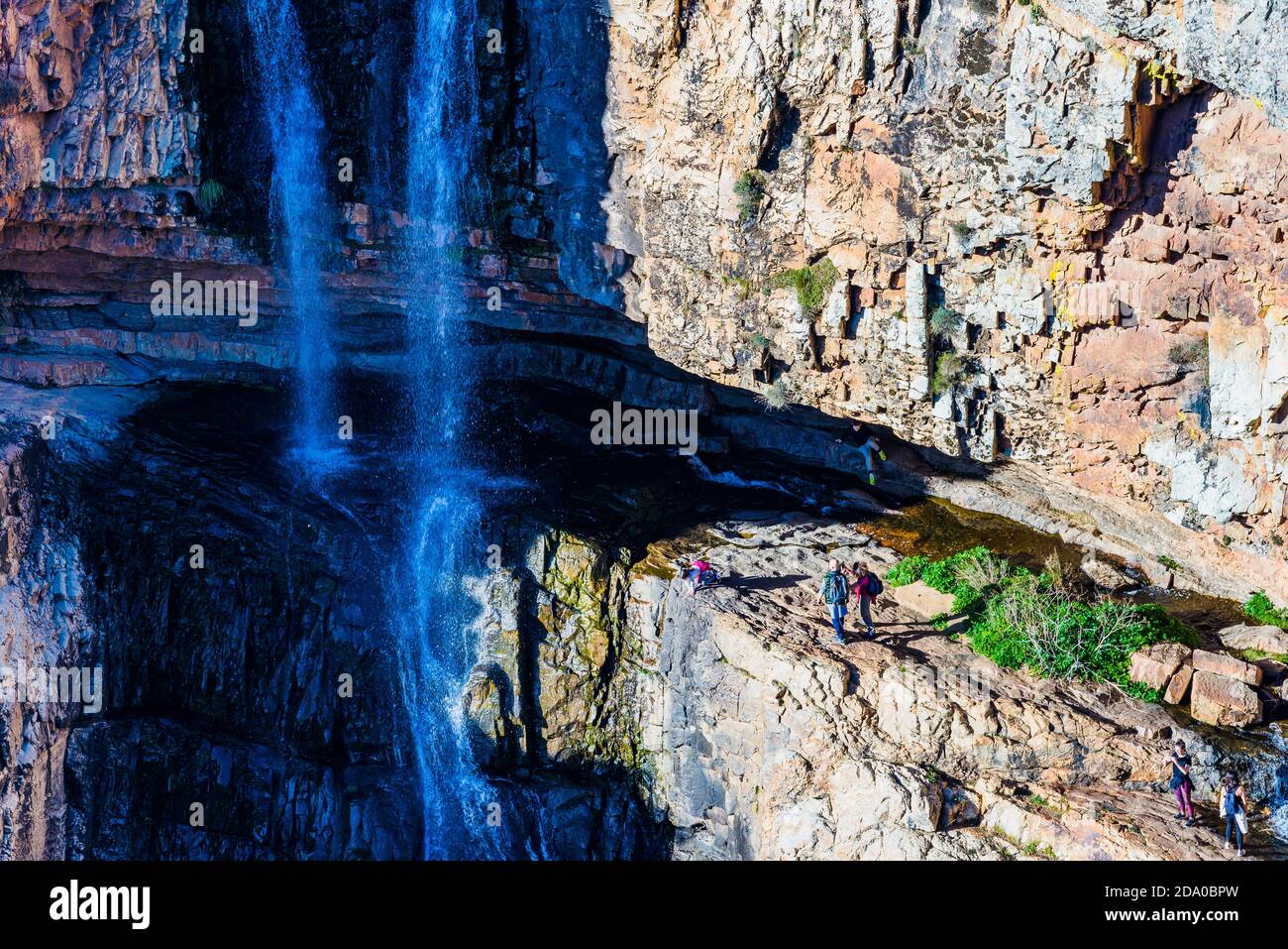 Naturlandschaft des Cimbarra Wasserfalls. Aldeaquemada, Jaen, Andalusien, Spanien, Europa Stockfoto