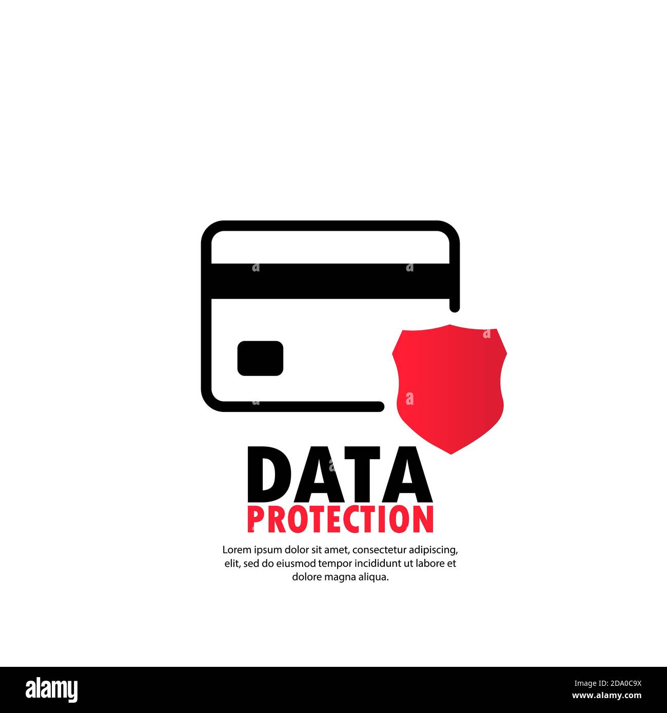Schutzschild Kreditkarte. Symbol „Verteidigung Finanzen sichern“. Sicherheit Plastikkarte Software. Vektor auf isoliertem weißem Hintergrund. EPS 10 Stock Vektor