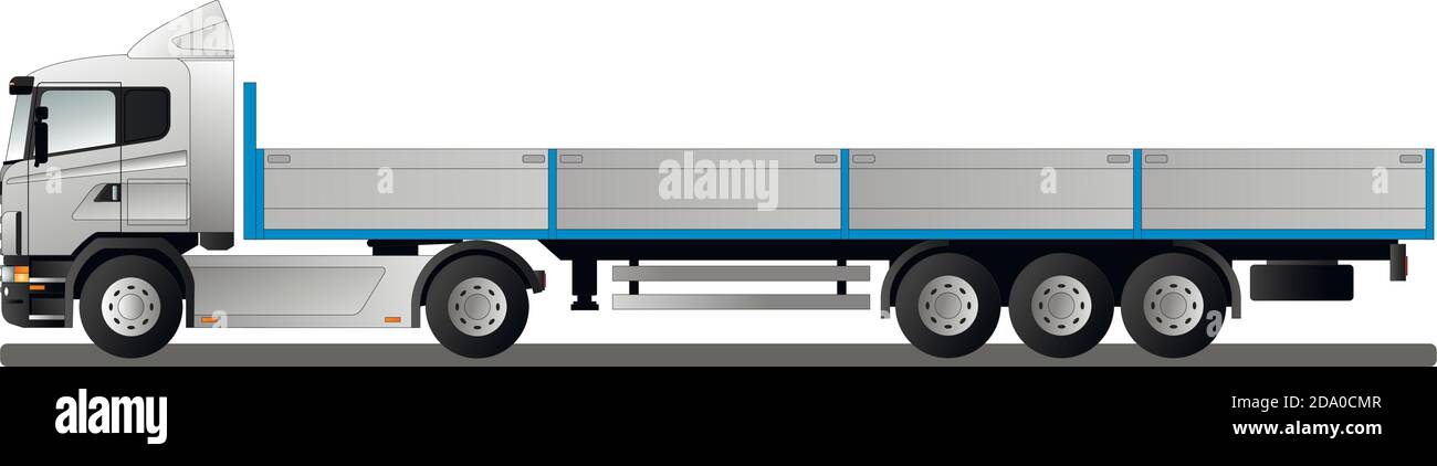 LKW mit offenem Auflieger. Stock Vektor