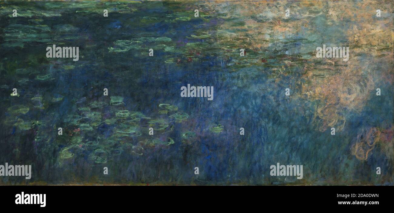 Claude Monet. (Französisch, 1840-1926). Spiegelungen von Wolken auf dem Seerosenteich. c. 1920. Öl auf Leinwand, drei Tafeln. Hochauflösendes Malen. Stockfoto