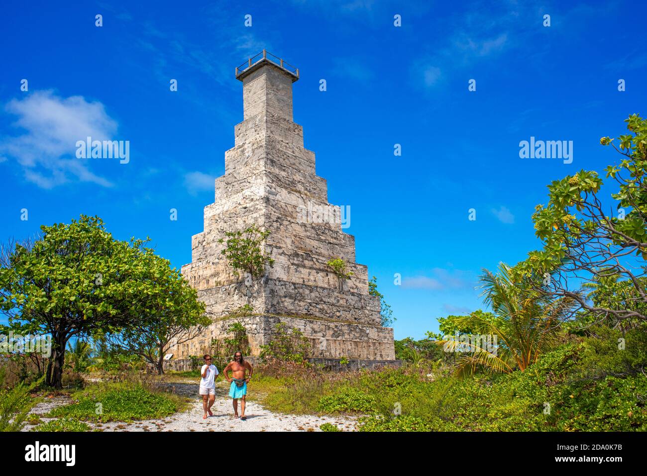 Fakarava Leuchtturm, Tuamotus Archipel Französisch-Polynesien, Tuamotu-Inseln, Süd-Pazifik. Stockfoto