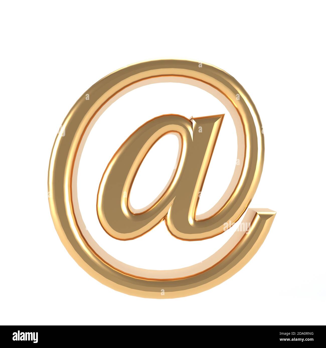 3d-E-Mail-Symbol Gold - E-Mail-Adresse Symbol Web-Taste - bei Zeichen Konzept der E-Mail Golden Metal - 3d Abbildung Stockfoto